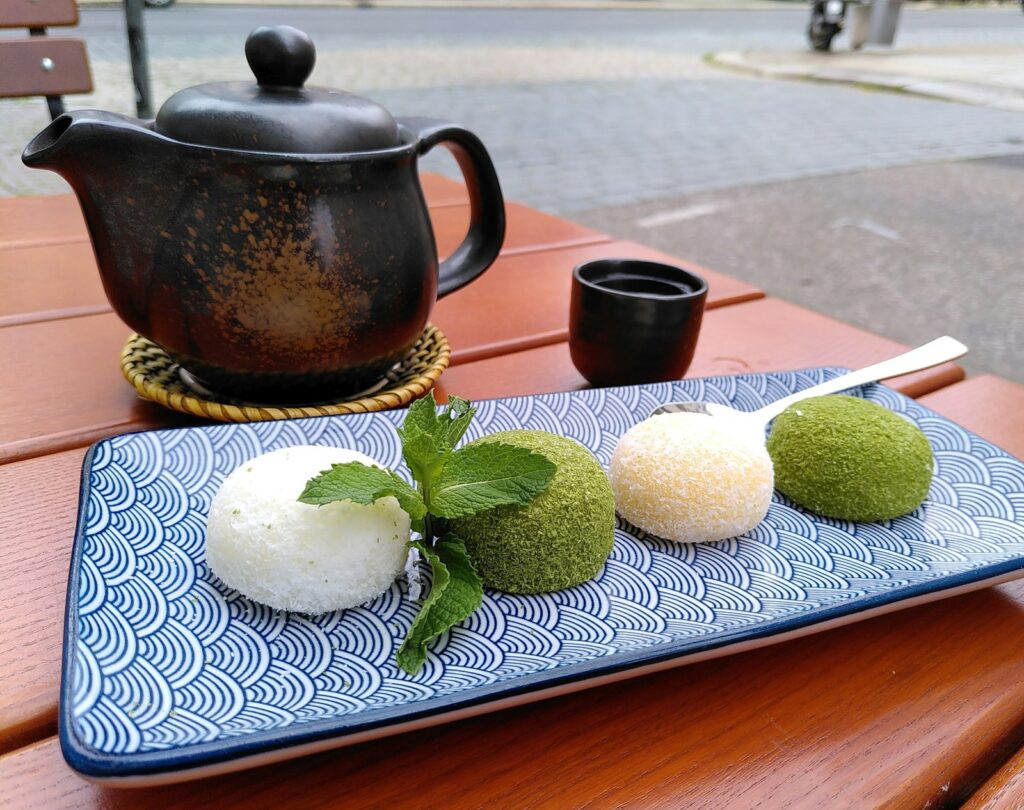 Mochi dessert on a plate
